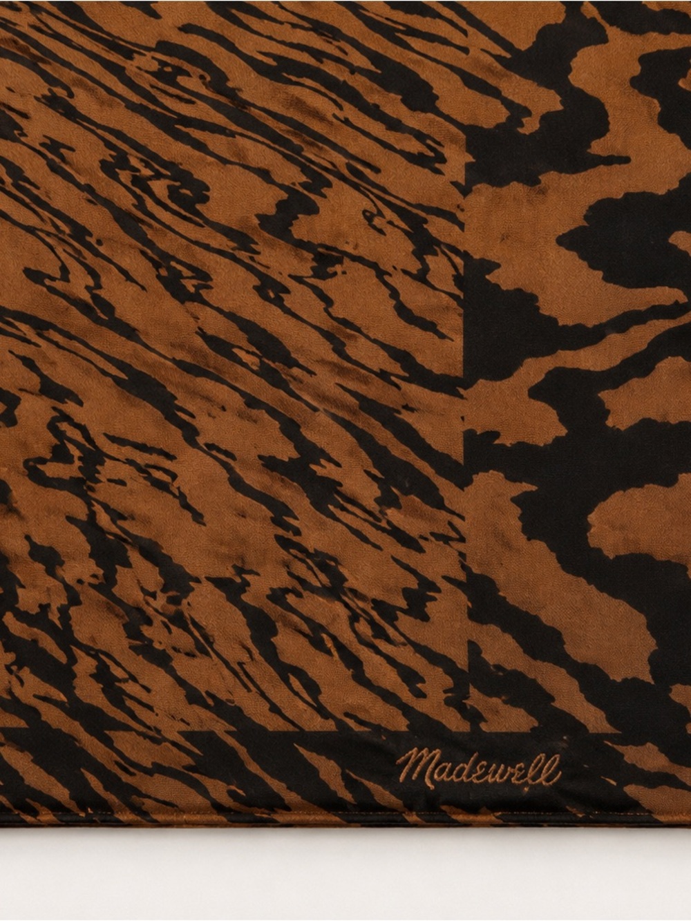 Madewell Tiger Print Sheer Square Scarf Brown Black Y2K Bandana - Picture 4 of 6